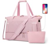 Bolsa Deporte Rosa Mujer Con Carga USB y Compartimento para Zapatos