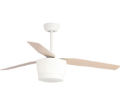 VENTILADOR DE TECHO LEVANTO AC  COLOR BLANCO, ASPAS BLANCAS/MADERA , MOTORT DC FUNCION MEMORIA, FUNCION INVIERNO/VERANO 3000K-6500K