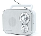 Radio portátil, color blanco | MUSE - Radio de 2 bandas (FM y MW), asa de transporte, antena telescópica giratoria, 4 pilas 1.5V, entrada auxiliar // Ref: M-051 RW