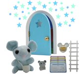 Qué Kawaii® Peluche Ratoncito Pérez (10 Cm) con Puerta que Brilla en la Oscuridad y Se Abre!!, Escalera y Bandolera de Crochet (Hecha a Mano)