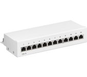 Goobay 62070 CAT 6 - Panel de conexión Mini/Oficina, 12 puertas, color blanco, 212 mm de ancho, 44 mm de altura, 109 mm de profundidad