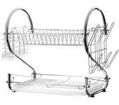 LOLAhome Escurreplatos con bandeja plateado de metal de 55x32x20 cm
