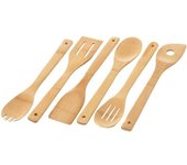 LOLAhome Juego de 6 utensilios de cocina de madera de bambú natural