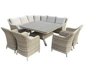 Sunfun Conjunto de muebles Milwaukee (8 pzs., Ratán sintético/Aluminio, Arena)