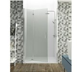 GME Mampara de ducha frontal Glass Plegable C2 (Medidas: An x Al: 75 (40/30) x 195 cm, Longitud regulable: 70 cm - 74 cm, Vidrio transparente,...