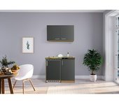 Respekta Minicocina MK100ESGOSCS (Ancho: 100 cm, Gris, Con vitrocerámica, Con módulo de pared)