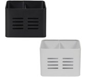 Escurridor de cubiertos (L x An x Al: 9 x 16 x 13 cm, Plástico, Gris/Negro)