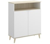 Dekit Aparador buffet Wok (L x An x Al: 40 x 80 x 102 cm, Blanco/Natural, Número de puertas: 2 ud.)