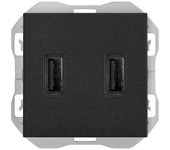 Simon 270 Toma USB (Negro, x 2, Plástico)