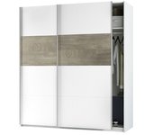 Armario con puertas correderas Aikos (L x An x Al: 60 x 180 x 200 cm, Blanco Artik/Roble Alaska, Espesor: 15 mm)