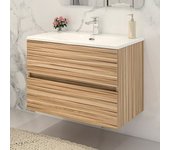 Disbain Conjunto de mueble de baño Vega (Ancho total del mueble de baño: 80 cm, Bambú, Mate)