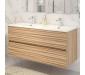 Disbain Conjunto de mueble de baño Vega (Ancho total del mueble de baño: 120 cm, Bambú, Mate)