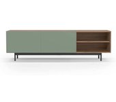 Herdasa Mueble TV melamina nogal y verde patas grafito 52x180x44 cm