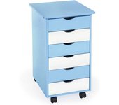 Tectake Cajonera con 6 cajones, 4 ruedas, madera, 65 x 36 x 40 cm, azul