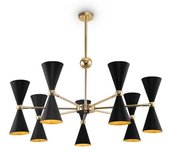 Maytoni Lámpara de araña 14 luces moderno dorado con tulipas negras