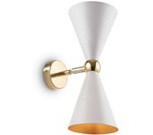 Maytoni Aplique de pared 2 luces moderno dorado con tulipas blancas
