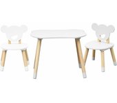 Mobili Rebecca Conjunto de mesa baja y 2 sillas para niños blanco y marrón