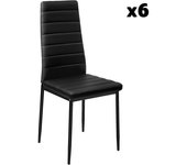 Tectake Conjunto de 6 sillas de comedor de polipiel poli piel negro