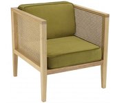 MACABANE Sillón de rejilla con asiento extraíble de terciopelo verde