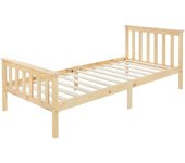 ML-Design Cama infantil somier de madera natural con cabecero colchón