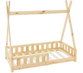 ML-Design Cama infantil tipi anticaída estructura madera pino natural