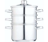KitchenCraft Vaporera de 3 niveles de 18 cm en acero inoxidable plateado