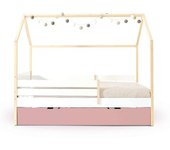 Alondra Cama-casita montessori 90x200 cm madera con cajones rosa