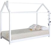 MueMue Cama infantil chimenea madera blanco montessori 90x190cm