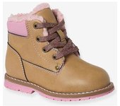 VERTBAUDET Botas con cordones y pelo sintético para niña - Colección de maternidad camello