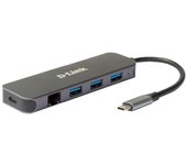 D-Link DUB-2334 Adaptador USB-C/USB a Gigabit Ethernet con 3 Puertos USB 3.0 PD 60W