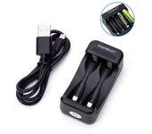 Cargador de Baterías Aigostar 2x AA/AAA Negro USB Ni-MH/Ni-Cd Indicador LED