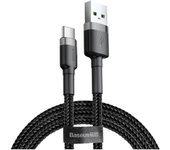 Cable USB Baseus CATKLF-CG1 2m USB A USB C Negro/Gris 2A Trenzado Reforzado