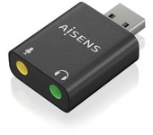Tarjeta de Sonido AISENS A106-0768 USB-A Conversor Audio 16/24bit Plug&Play Negro