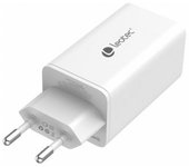 Leotec Cargador de Pared Gan 2xUSB-C PD/USB 2.0 65W Blanco