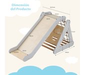 Costway Juguete de Escalada para Niños 4 en 1 Escalador Triangular con Tablero Deslizante Red de Escalada Juego de Madera para Interior Gris