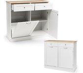 Costway Carrito de Cocina Armario de Basculante con Soporte para un Contenedor de Basura y 2 Cajones Estante Ajustable 100 x 35,5 x 90 cm