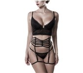 Ropa Interior Gótico de Grey Velvet - Conjunto de lencería - L XXL - para Mujer - Negro