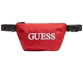 Riñonera textil Guess Quatro para hombre, diseño moderno en rojo, dimensiones 19/28.5 x 17 x 4 cm, accesorio práctico y estilizado para uso diario