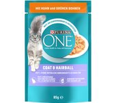 Pack ahorro: PURINA ONE 52 x 85 g - 52 x 85 g - Pelaje y bolas de pelo con pollo y judías verdes