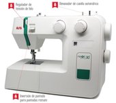 Máquina de coser Alfa Potencia 70W 21 puntadas chasis metálico LED alta estabilidad