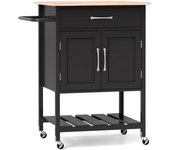 Costway Carro Móvil de Servicio con Cajón Gabinete con 2 Puertas Bandeja Inferior para Comedor 73 x 48 x 90 cm