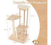Costway Torre para Gatos con Tabla Poste Rascador de Sisal Percha Acolchada Plataforma Juguete Colgante Centro de Actividades Moderna Beige