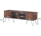 Costway Soporte de TV con 2 Puertas y 2 Estantes Abiertos Mueble TV de Centro de Entretenimiento con Agujeros de Cables 150 x 40 x 56 cm Nogal