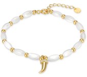 Pulsera Luxenter  de Plata de Ley 925 con Madreperla Blanca acabada en oro amarillo de 18K - Syme