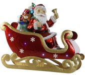 Fijalo Trineo con papa noel navidad led metal rojo 64x26x60cm