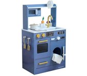 Teamson Cocina de juguete de madera con mini huerto, 79 cm, azul