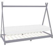 ML-Design Cama para niños madera pino gris con colchón 90x200 cm