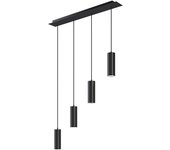 Tectake Lámpara colgante con 4 luces y cables ajustables en longitud, negro