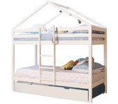 MueMue Litera casita + cama elevable madera blanco 90x190/90x190cm