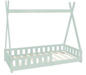ML-Design Cama infantil anticaída 160x80 cm madera pino verde menta